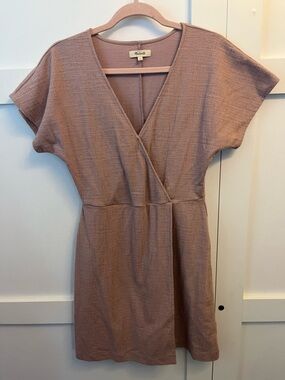 Madewell Dusty Mauve Textured Wrap Mini Dress